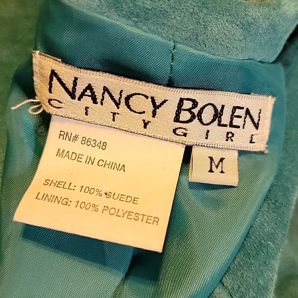Women's Blue Suede Coat - Picture 11 of 12